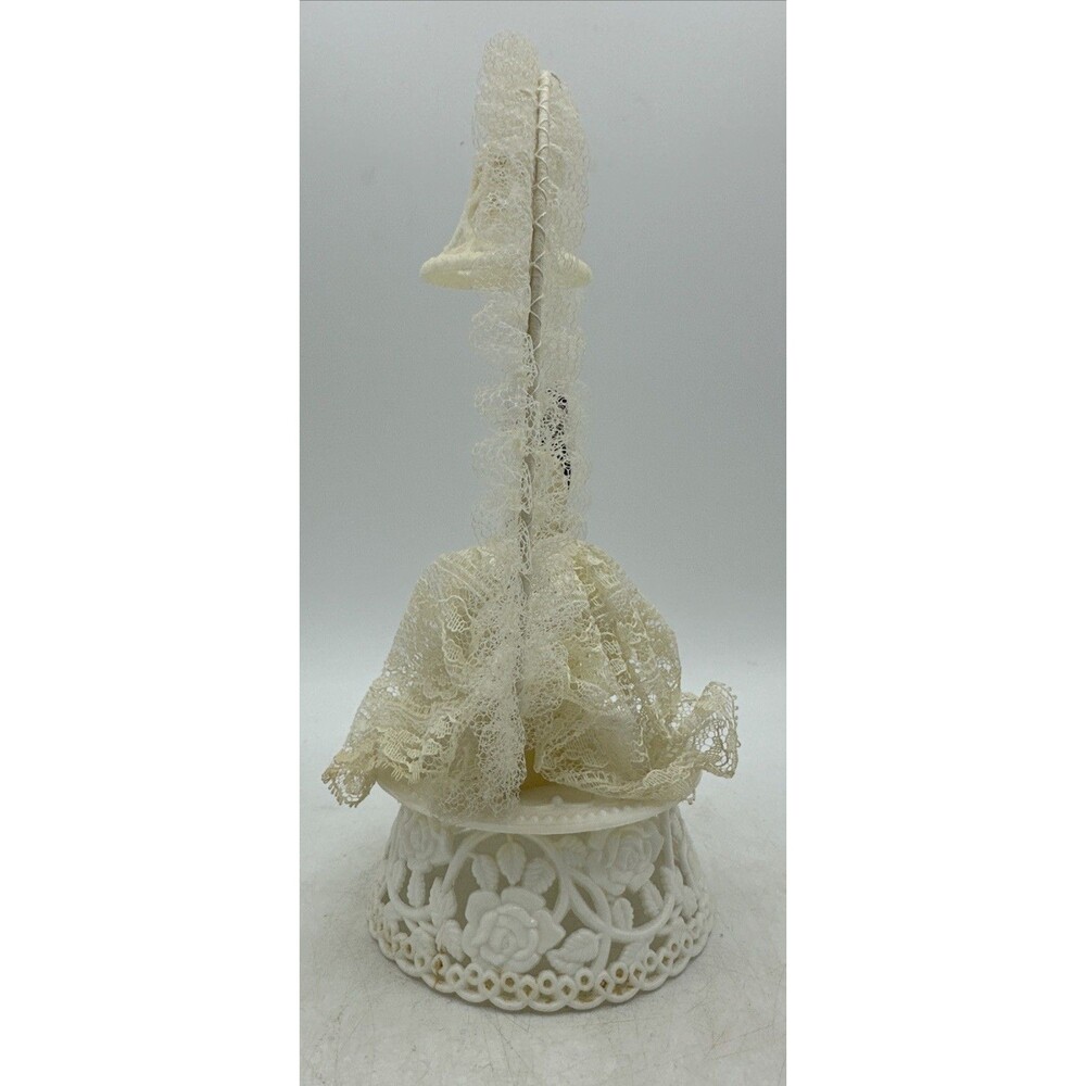 Wedding Cake Topper Bride Groom Lace Bell 1950s Vintage - Picture 8 of 16